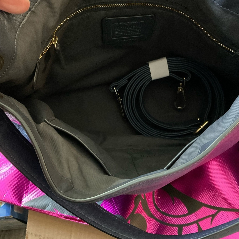 Coach Pebble Leather Clarkson Hobo Navy Blue Shoulder/Crossbody Bag Aprox 10x15 - Picture 12 of 12